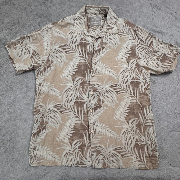 Margaritaville Mens Size L Shirt Short Sleeve Palm Leaf Print Silk‎ Linen Blend - Picture 3 of 8